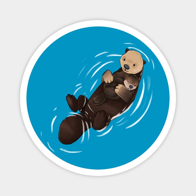 Snuggling otters Magnet by Professional_Doodles